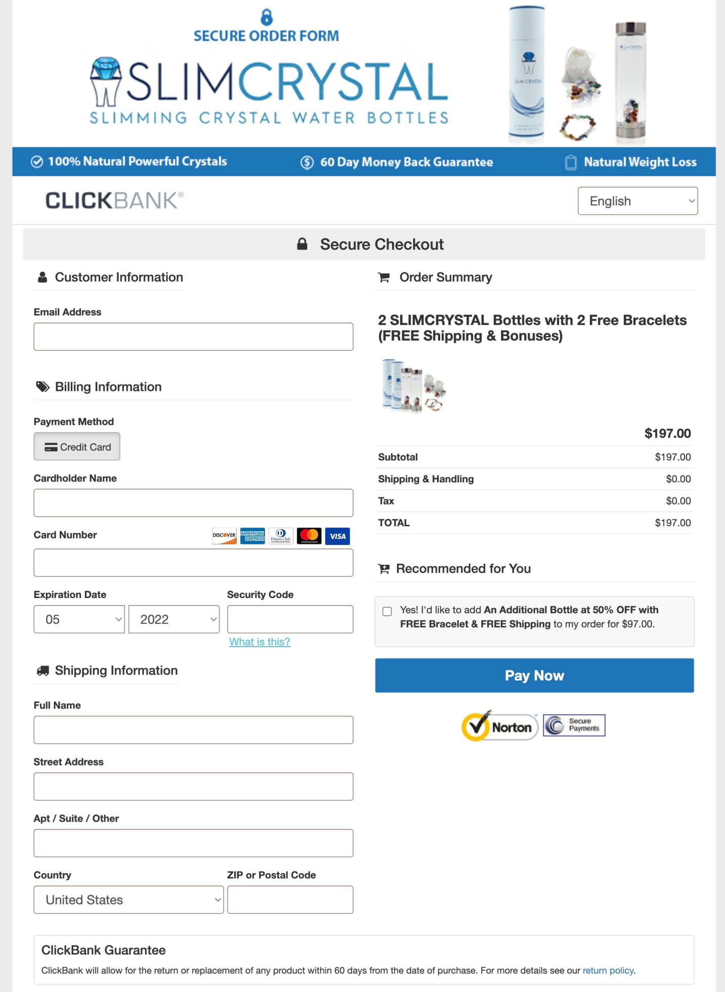 SlimCrystal Checkout Page